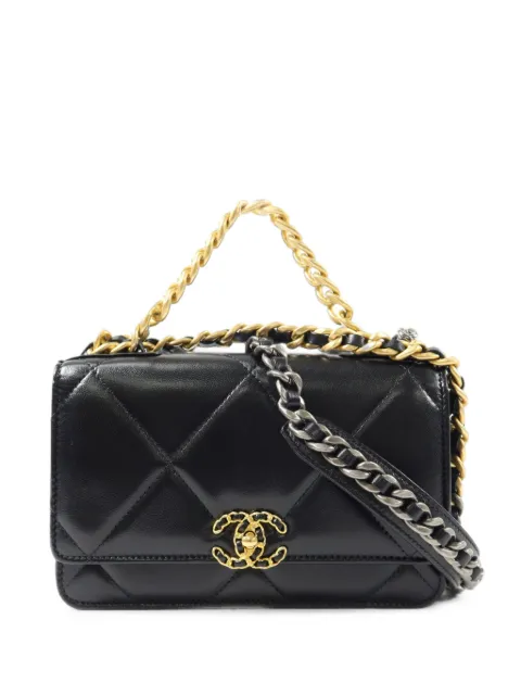 CHANEL Pre-Owned 19 CC turn-lock cross body mini bag Black NA