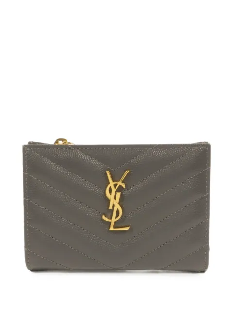Saint Laurent Pre-Owned Cassandre chevron-quilted wallet Grey BND575974