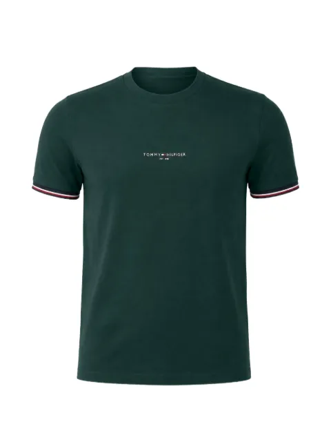 Tommy Hilfiger logo-print tipped-trim T-shirt Green MW0MW32584