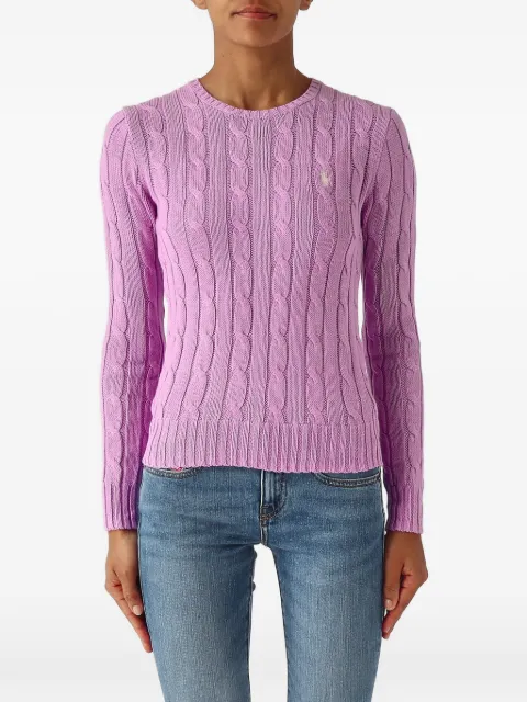 Polo Ralph Lauren Julianna cable-knit embroidered-logo cotton sweater Purple 211971869505