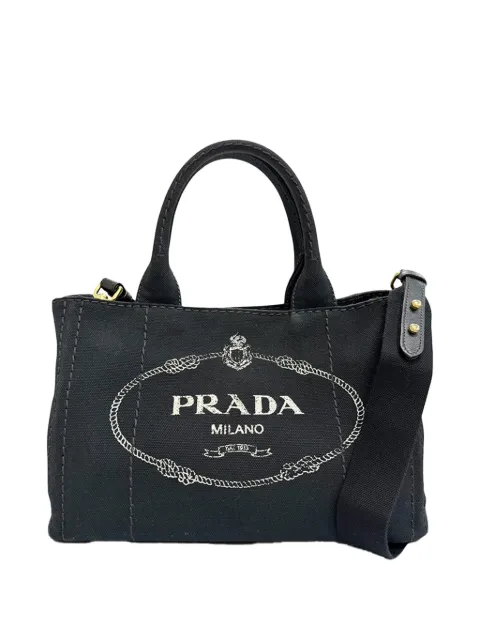 Prada Pre-Owned 2013-2026 Small Canvas Canapa Logo Tote satchel Black 2UYDCS13DKPECMT2
