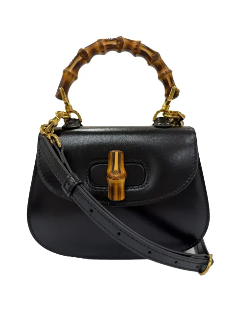 Gucci Pre-Owned 2016-2026 Small Calfskin 1947 Bamboo Top Handle Bag satchel Black TNRXKAW35NBKIZ3K