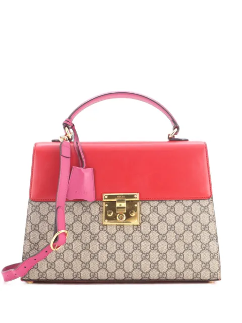 Gucci Pre-Owned Padlock Top Handle Bag GG Coated Canvas and Leather Medium satchel Brown LCB1FQPP881EJ3KK