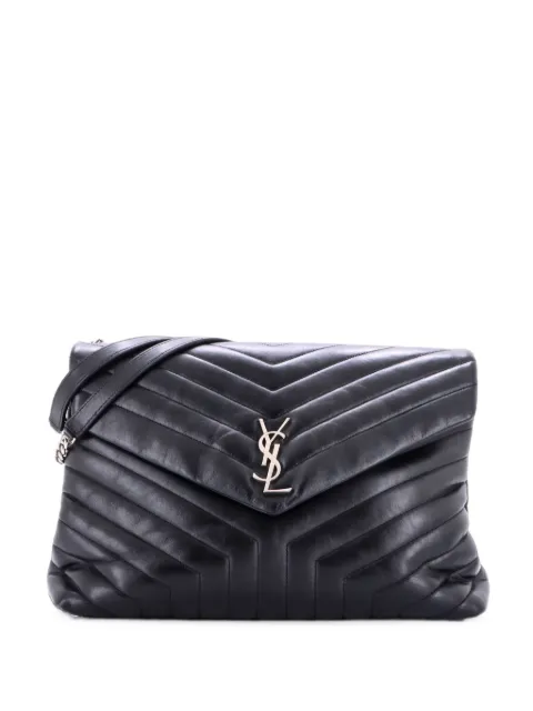 Saint Laurent Pre-Owned Loulou Matelasse Chevron Leather Large shoulder bag Black V4SZHG6B84LLNO9Q