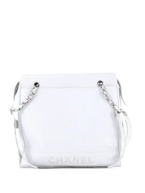 CHANEL Pre-Owned Zipped Chain Tote Caviar Medium shoulder bag White 5FCUX4U2NWZCWKRG