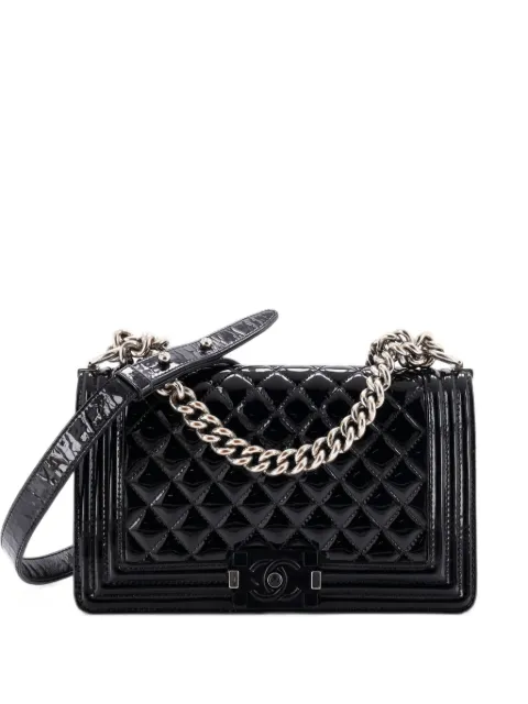 CHANEL Pre-Owned Boy Flap Bag Quilted Plexiglass Patent Old Medium shoulder bag Black 5TEV01W556GS6WET