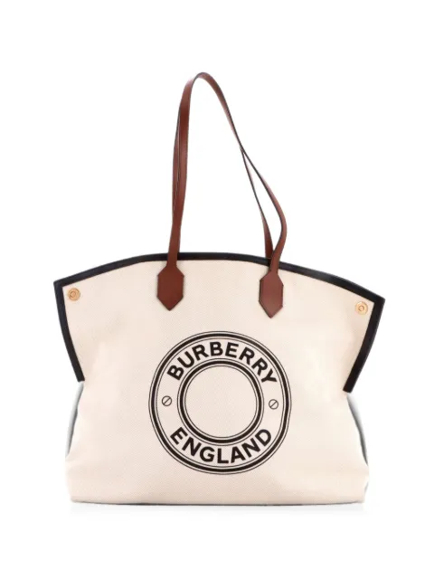 Burberry Pre-Owned Logo Society Printed Canvas Large tote bag Neutrals 8906T2QIY3M4VR2T