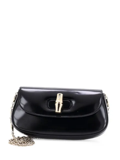 Gucci Pre-Owned Bamboo Night Chain Leather Small clutch bag Black 8D9PK3WVX6TWEO1E