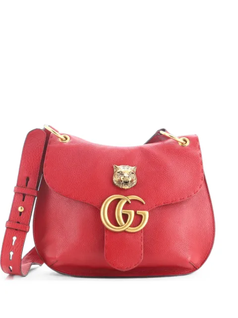 Gucci Pre-Owned GG Marmont Animalier Shoulder Bag Leather Medium crossbody bag Red BUJTFY3JP7MISM2R