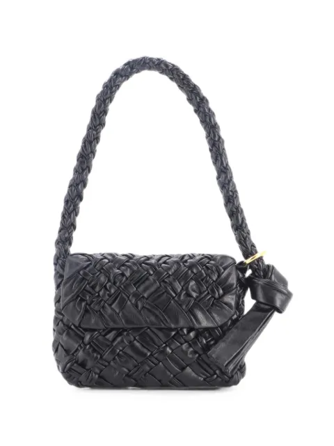 Bottega Veneta Pre-Owned Kalimero Citta Intrecciato Plisse Leather shoulder bag Black D6Z67CJTUL9DJXI2