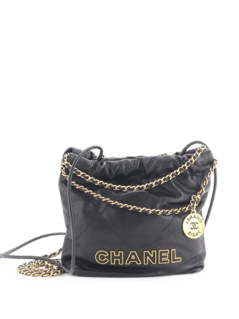 CHANEL Pre-Owned 22 Chain Quilted Caviar Mini hobo bag Black 9B53S48IOFCXR9IT