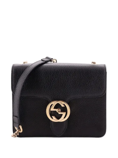 Gucci Pre-Owned Interlocking Leather Small shoulder bag Black 8RU0U2NA6522HC8R