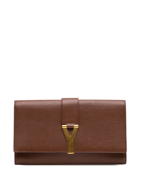 Saint Laurent Pre-Owned 20th Century Textured Leather Chyc Ligne clutch bag Brown ZVS933ONI0DE0O23