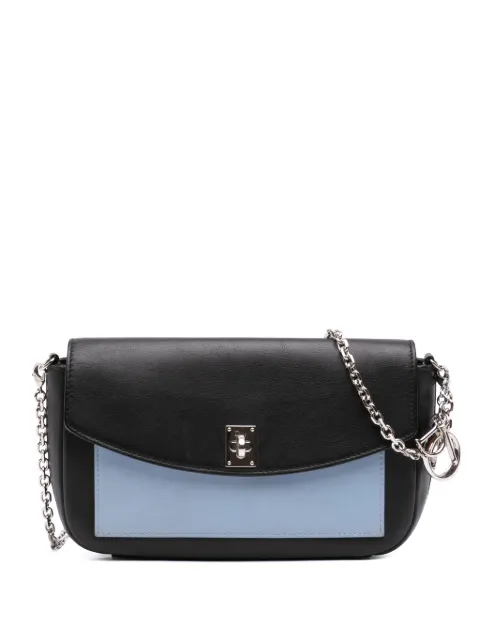 Christian Dior Pre-Owned 2014 Tricolor Leather Turn Lock Wallet on Chain crossbody bag Black MAJROW1AEFGLJ8EL