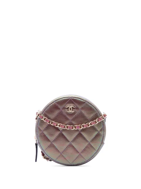 CHANEL Pre-Owned 2020 Quilted Iridescent Lambskin Round Clutch With Chain crossbody bag Purple G2PJSY8E9P9ZSO4M