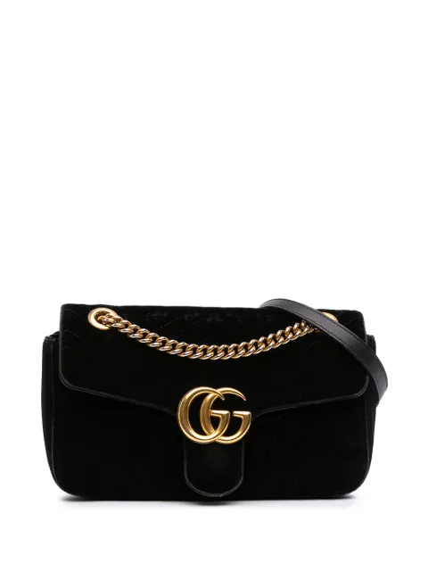 Gucci Pre-Owned 2016-2026 Medium GG Marmont Matelasse Velvet shoulder bag Black 8CNIK07HWBRAAOBT