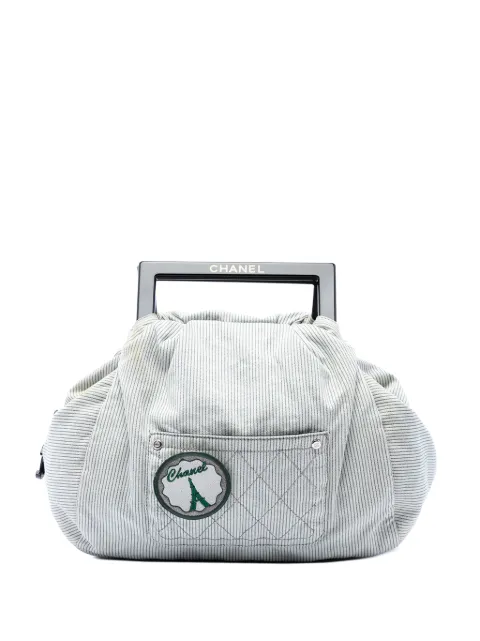 CHANEL Pre-Owned 2005-2006 Striped Canvas Coco Paris handbag Grey 8PTK99EY4Y6P0APR