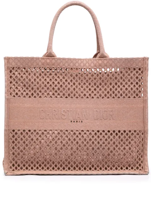 Christian Dior Pre-Owned 2020-2021 Large Embroidered Mesh Book tote bag Pink 9U1DFXOSGC3I2U8T