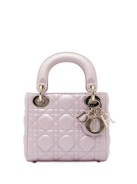 Christian Dior Pre-Owned 2017 Mini Iridescent Lambskin Cannage Lady Dior satchel Pink A208N4Q4X32HE0FM