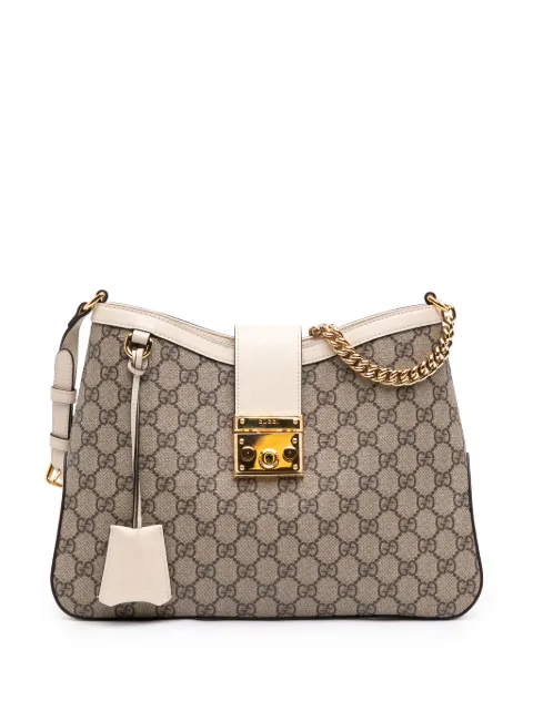 Gucci Pre-Owned 2016-2026 Medium GG Supreme Padlock shoulder bag Neutrals 4RPAG87OADLHVHSY