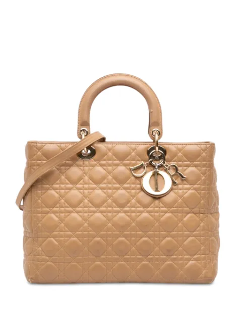 Christian Dior Pre-Owned 2010 Large Lambskin Cannage Lady Dior satchel Neutrals 4VK4FUHZOPVNFPWA