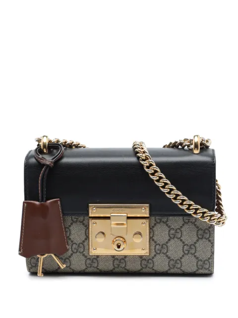 Gucci Pre-Owned 2016-2026 Small GG Supreme Padlock crossbody bag Black PNGPKMUBXT802K4I