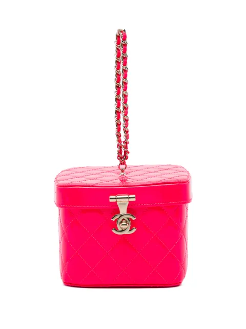 CHANEL Pre-Owned 2016-2017 Mini CC Quilted Patent vanity bag Pink RMGBSPPUGDAU55N7