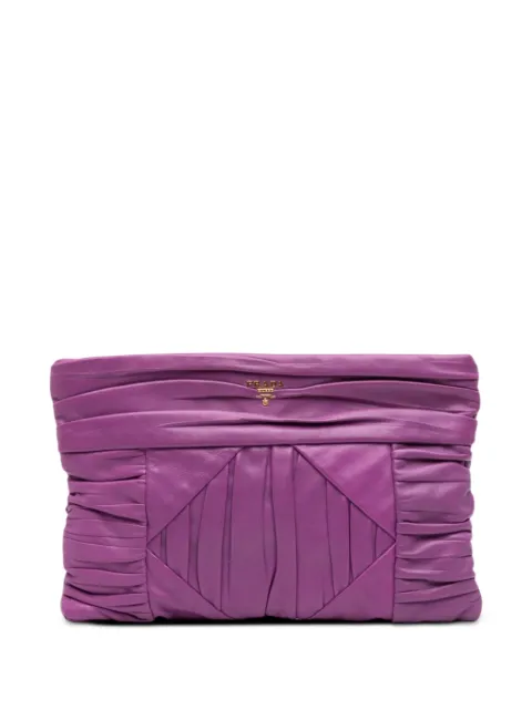 Prada Pre-Owned 2010-2026 Pleated Nappa clutch bag Purple H547D23RN359X8IN
