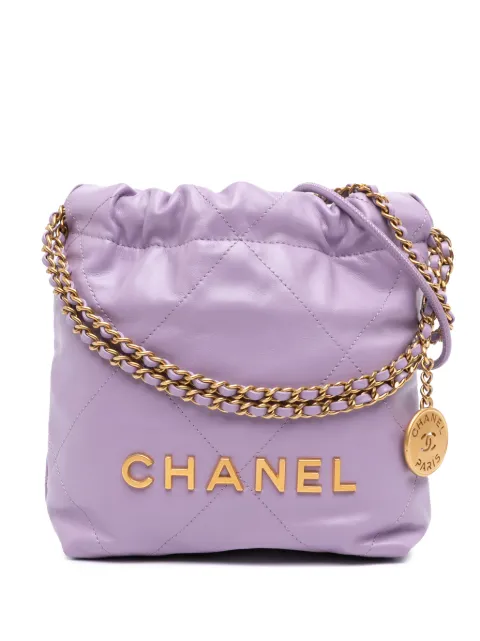 CHANEL Pre-Owned 2021-2026 Mini Shiny Calfskin 22 Handbag satchel Purple O16HID63STHPMT0R