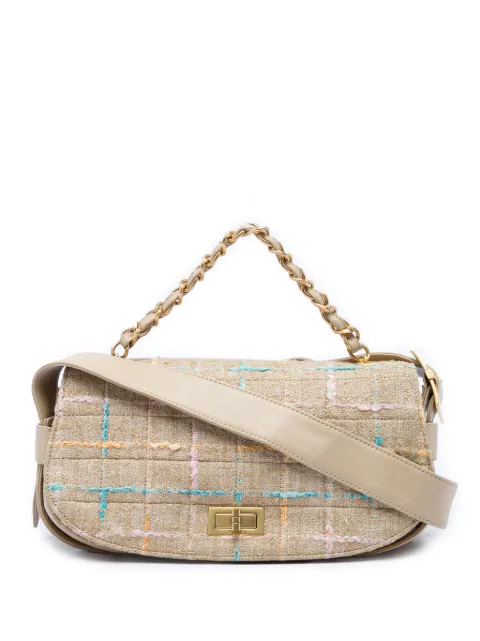 CHANEL Pre-Owned 2000-2002 Chocolate Bar Tweed Mademoiselle satchel Neutrals 637BNUR8SS4KSLZL