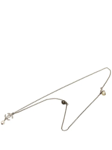 CHANEL Pre-Owned 2011 CC Brass Strass and Faux Pearl Pendant Necklace costume necklace Silver 6HPQZ0S3SJXB2O5Z