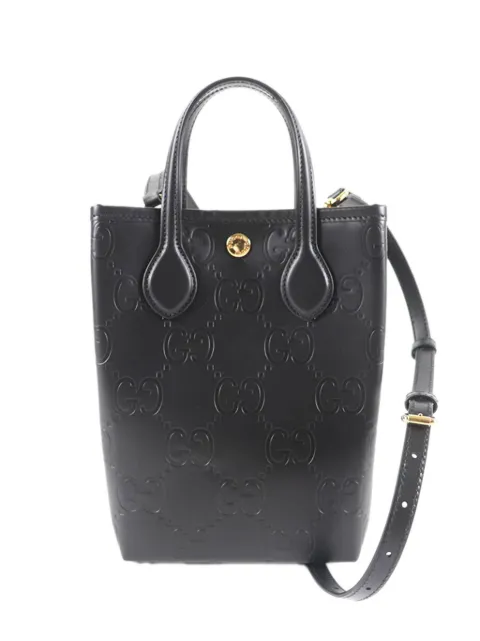 Gucci Pre-Owned 2000-2015 Super Mini GG Debossed Calfskin satchel Black WYF47ONV8K82J50F