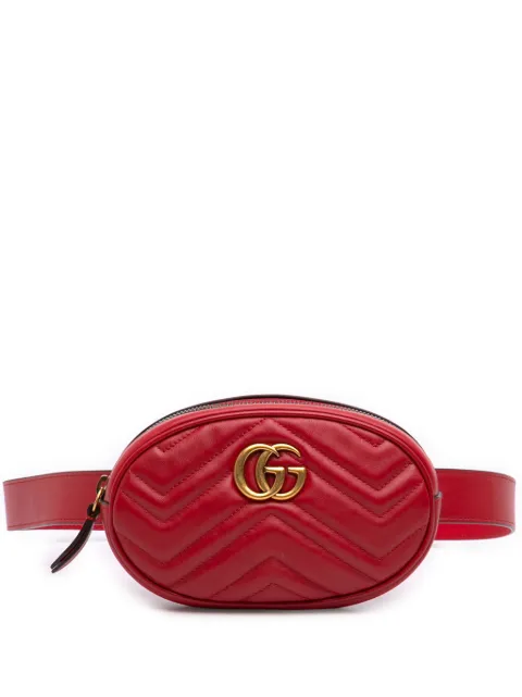 Gucci Pre-Owned 2016-2026 GG Marmont Matelasse Calfskin belt bag Red V7ST49POTMZZUDWH