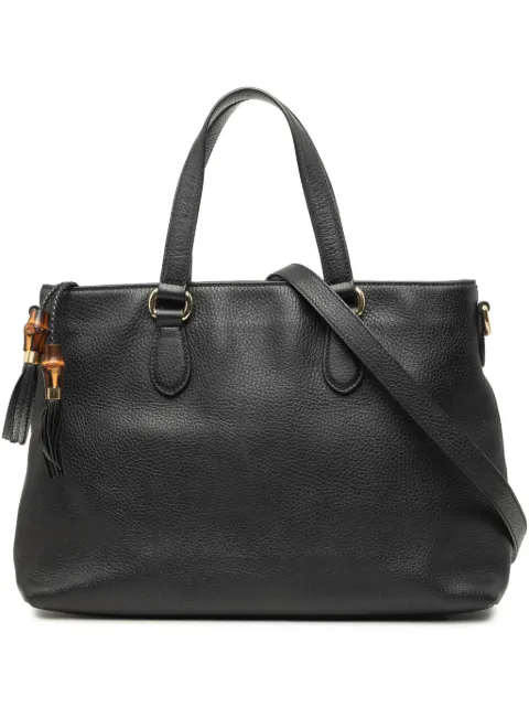 Gucci Pre-Owned 2016-2026 Calfskin Bamboo Tassel satchel Black B0VF460I0FWWI1BF
