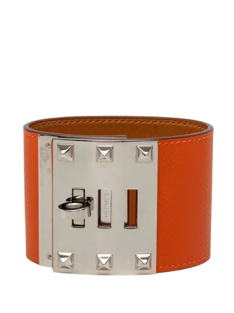 Hermès Pre-Owned 2014 Epsom and Palladium Plated Kelly Extreme Dog Bracelet costume bracelet Orange NUYX4LDUNI3QWYNS