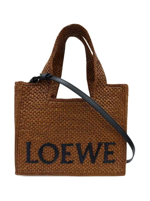 Loewe Pre-Owned 2023-2026 Small Raffia Font Tote satchel Brown 4CKJKAY50CTWRLZY