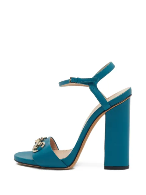Gucci Pre-Owned Horsebit ankle-strap leather sandals Blue 1412477