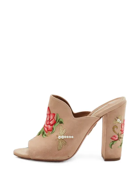 Aquazzura embroidered faux-pearl sandals Neutrals 1415643
