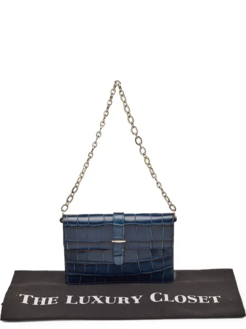 Furla Greta croc-embossed chain clutch bag Blue 1336872