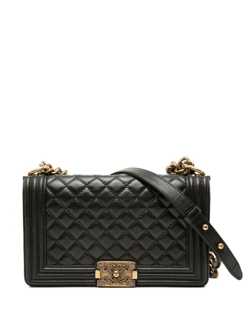 CHANEL Pre-Owned 2020 Old Medium Quilted Lambskin Gripoix Boy Flap crossbody bag Black 9NF7YQ0LT7J7N3BP