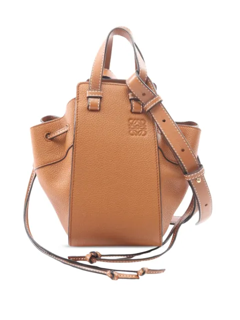 Loewe Pre-Owned 2010-2026 Mini Grained Calfskin Drawstring Hammock Bag satchel Brown BYWH9PYSFB41N9RU