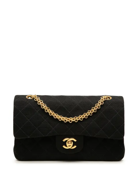 CHANEL Pre-Owned 1996-1997 Small Classic Jersey Double Flap shoulder bag Black 44Y228UZ44QXQ9A1