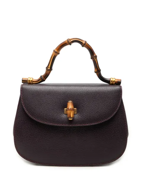 Gucci Pre-Owned 20th Century Small Calfskin Bamboo Top Handle Flap handbag Purple 3ZK3H1B408HZQ9K3