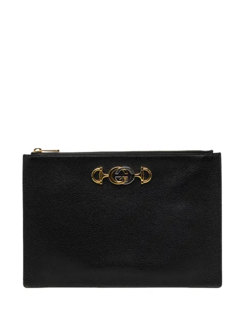 Gucci Pre-Owned 2000-2015 Grained Calfskin Zumi Zip Pouch clutch bag Black VT6ECVFP5WJ4JQKG