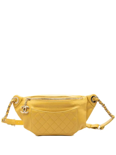 CHANEL Pre-Owned 2018 Quilted Lambskin Classic Bi Waist Bag belt bag Yellow 72AMG6CQKTRAWAYJ