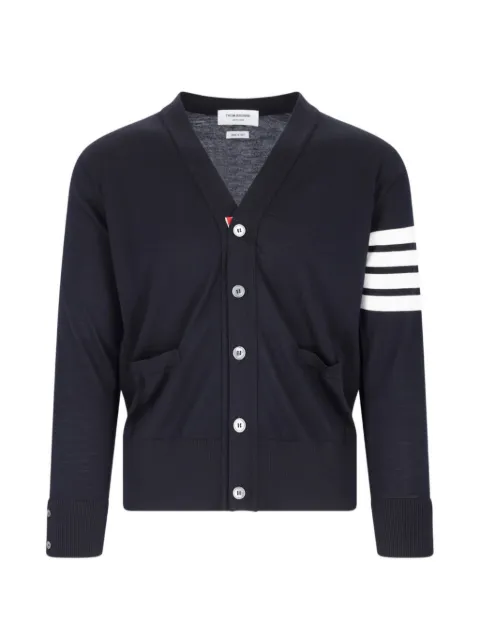 Thom Browne merino wool 4-bar classic V-neck cardigan Blue MKC002AY1014