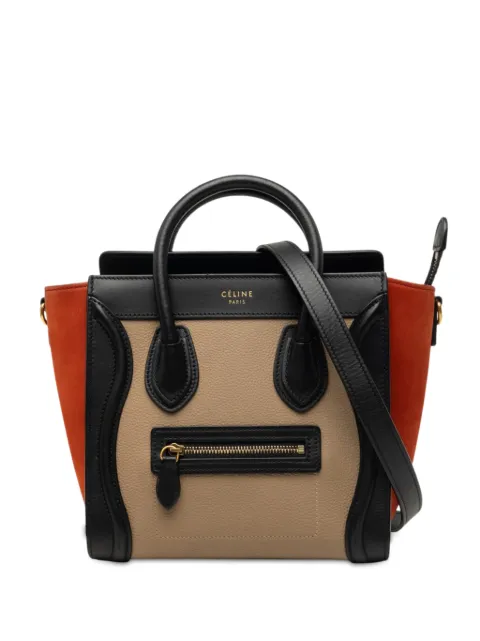 Celine Pre-Owned 2018 Nano Tricolor Nubuck and Drummed Calfskin Luggage Tote satchel Brown 8M3I3OFON7HENOPY