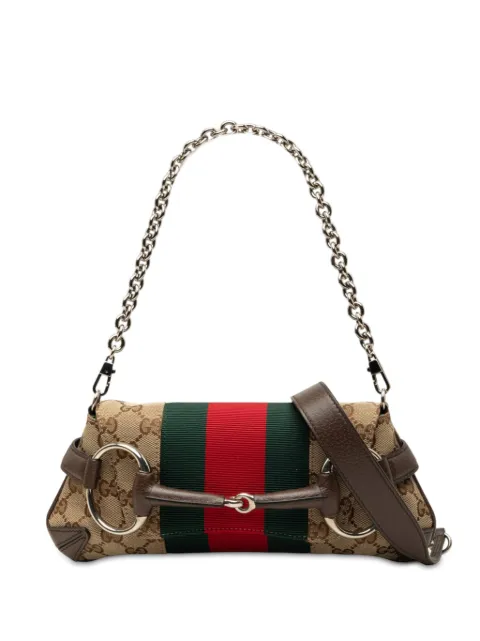 Gucci Pre-Owned 2000-2015 Small GG Canvas Horsebit Web Chain satchel Neutrals QUUKUVUA4CA58VXR