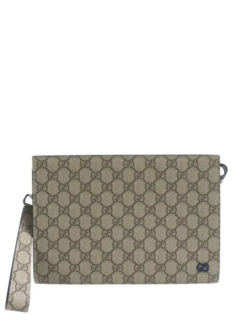 Gucci Pre-Owned 2016-2026 Medium Bicolor GG Supreme pouch Blue 4DE9FQD3ZL1EONCS