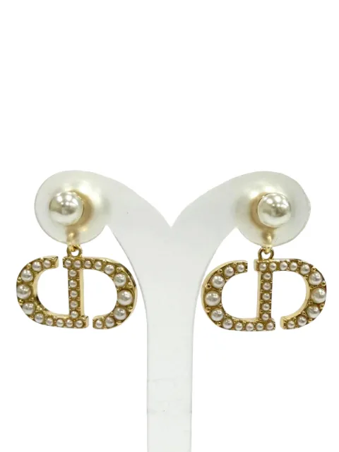 Christian Dior Pre-Owned 1990-2010 Gold Plated Faux Pearl Tribales Push Back Earrings costume earrings Gold VOTT4JLP3N35MB07